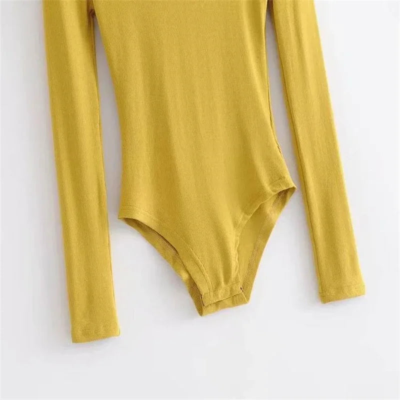 Women Bodysuit Long Sleeve Body Tops Streetwear Sexy Bodycon O-neck Slim Basic Solid Color Jumpsuit Y2K Clothing Casual Rompers