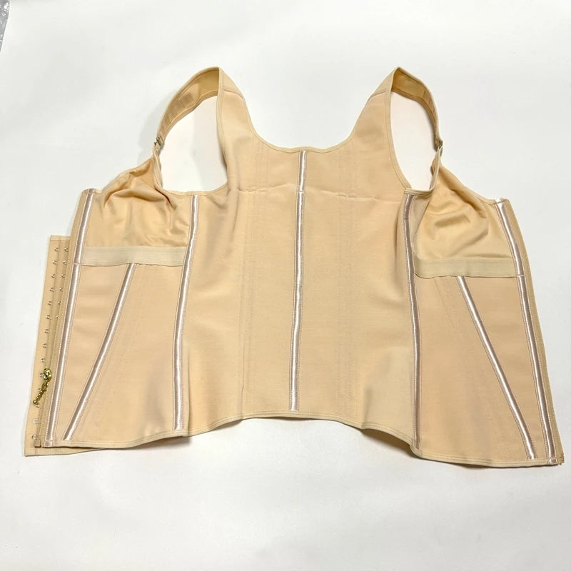 Shapewear Women Colombian Fajas Waist Trainer Tummy Control Vest Body Shaper 17 Steel Bones 3-Row Hooks Zipper Adjustable Strap