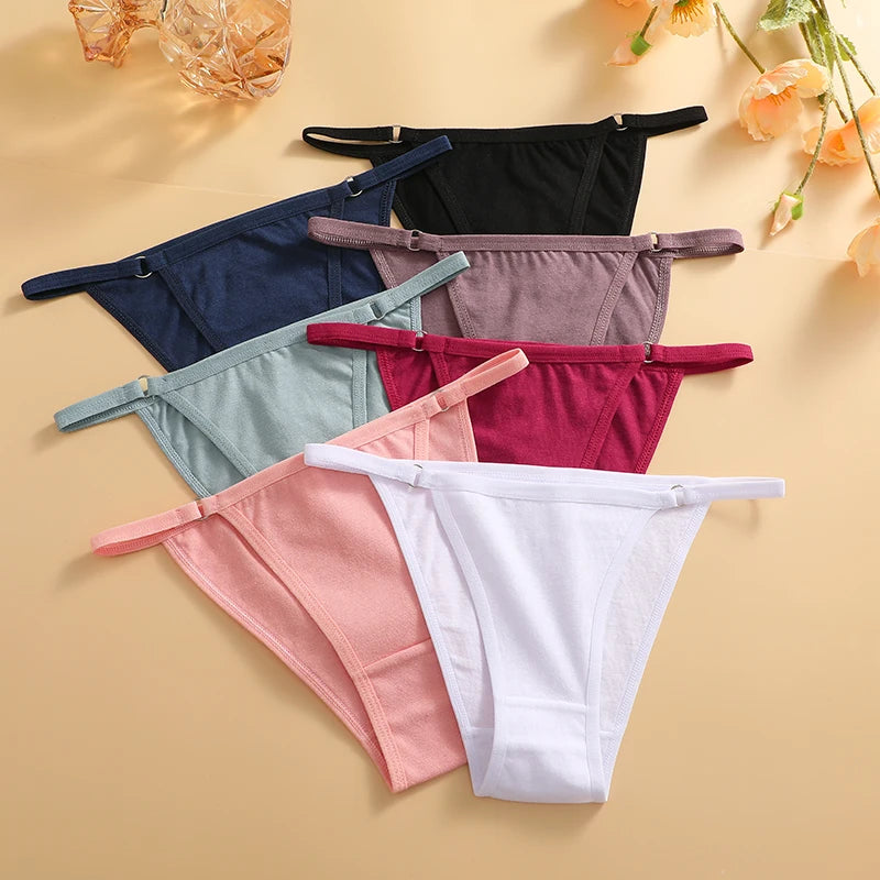 7PCS/Set Sexy Underwear Cotton Panties Women Lingerie Female Underpants Hoop Design Waistband Briefs Intimate Bikini Panty Woman