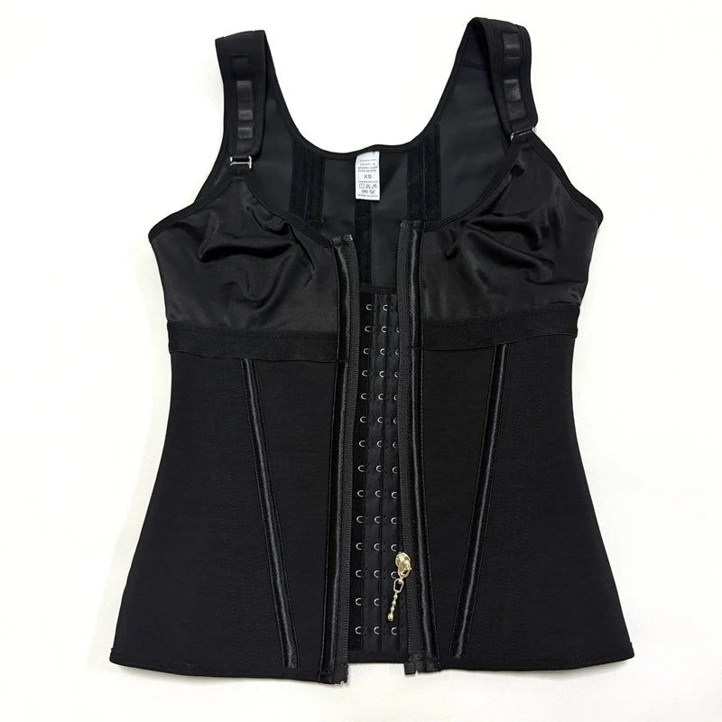 Shapewear Women Colombian Fajas Waist Trainer Tummy Control Vest Body Shaper 17 Steel Bones 3-Row Hooks Zipper Adjustable Strap