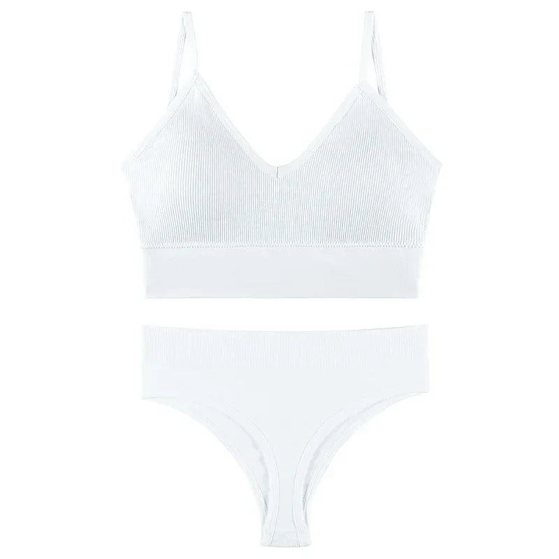 Women Underwear Set Wireless Lingerie Panties Bra Sexy G-String Seamless Tank Crop Top Brassiere New