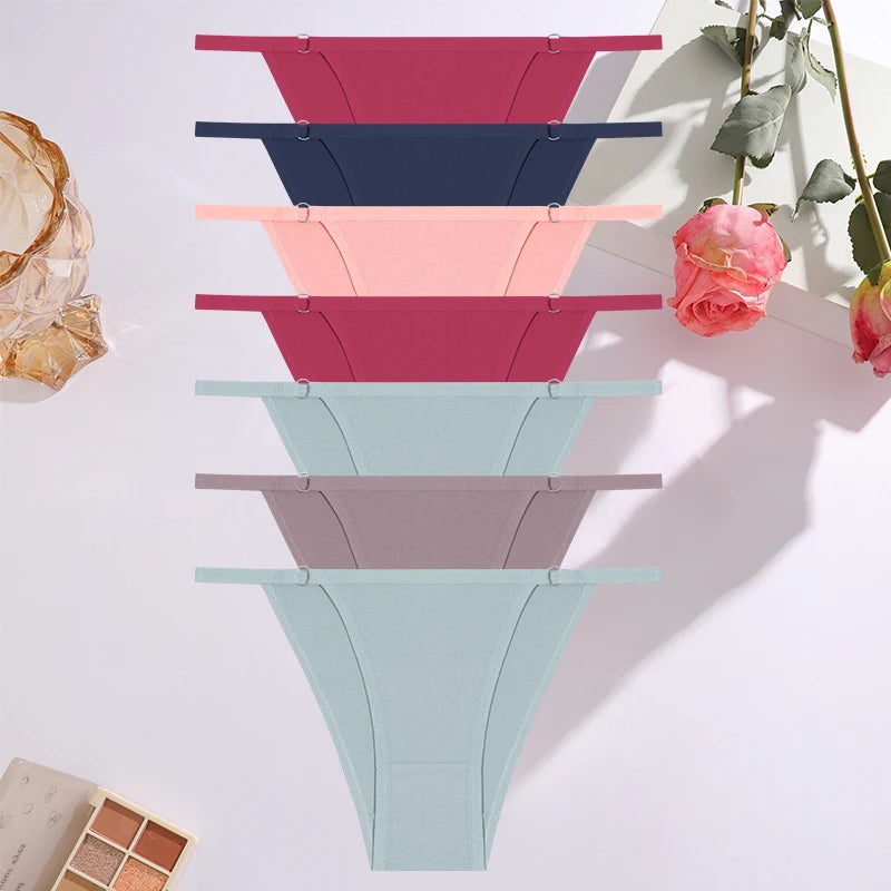 7PCS/Set Sexy Underwear Cotton Panties Women Lingerie Female Underpants Hoop Design Waistband Briefs Intimate Bikini Panty Woman