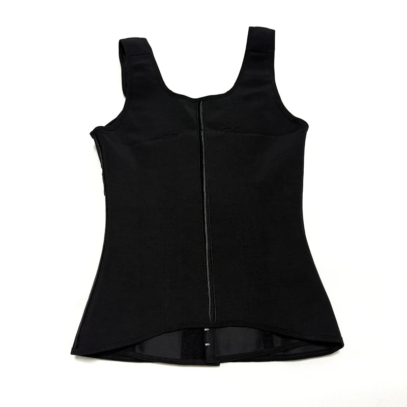 Shapewear Women Colombian Fajas Waist Trainer Tummy Control Vest Body Shaper 17 Steel Bones 3-Row Hooks Zipper Adjustable Strap