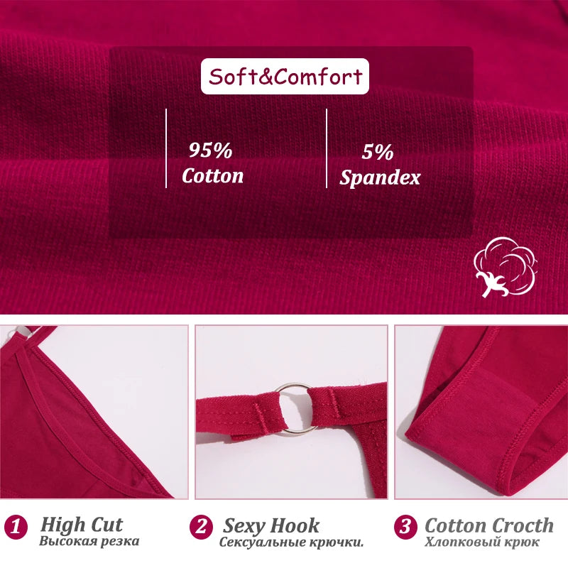 7PCS/Set Sexy Underwear Cotton Panties Women Lingerie Female Underpants Hoop Design Waistband Briefs Intimate Bikini Panty Woman