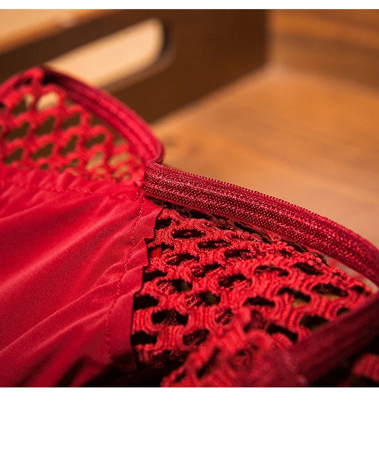 Women's Lace Underwear Thin Drawstring Cross Hollow Sexy High Elastic Mid-Waist Sexy Panties Women Erotiic Underwear Woman