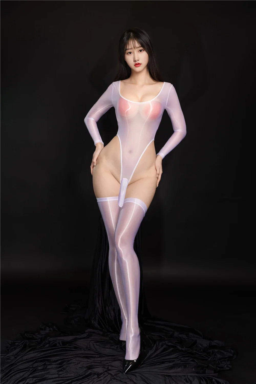 Exotic Bodysuit Tops Shiny Smooth Unisex Elephant Nost Sheath Thong Cut Tights Sexy Sheer See Through Leotard Elastic Unitard