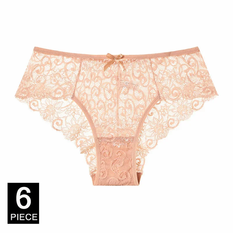 Panties Underwear Woman Sexy Lace Briefs Breathable Female Panty knickers Set Transparent Underpants 6 Pcs/lot