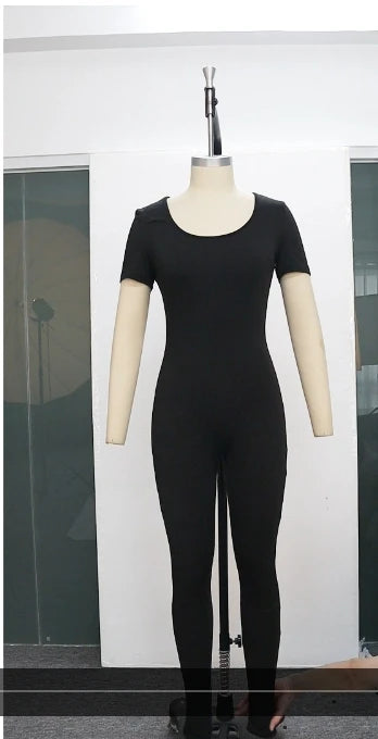 Women's Rompers Short Sleeve Solid Skinny Bodycon Jumpsuits Fashion Sports Fitness Casual Activity Streetwear Overalls